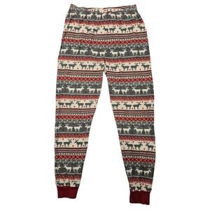 PJ Place Christmas Holiday Pajama Thermal Bottoms Pants Multicolor Birdseye XS